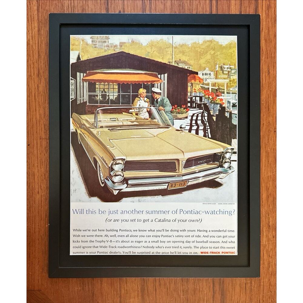 Framed 1963 Pontiac Catalina: Another Summer of Pontiac Watching Print Ad